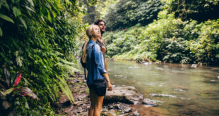 Touristenpaar in Costa Ricas Dschungel am Fluss